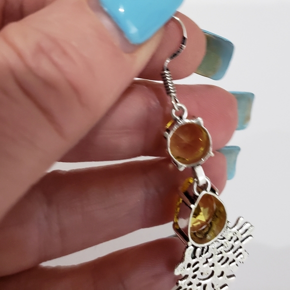 Beautiful Handmade Citrine Gemstone 925 Drop Dangle Earrings - Picture 9 of 11